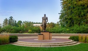Sparty stands tall on the campus of Michigan State University